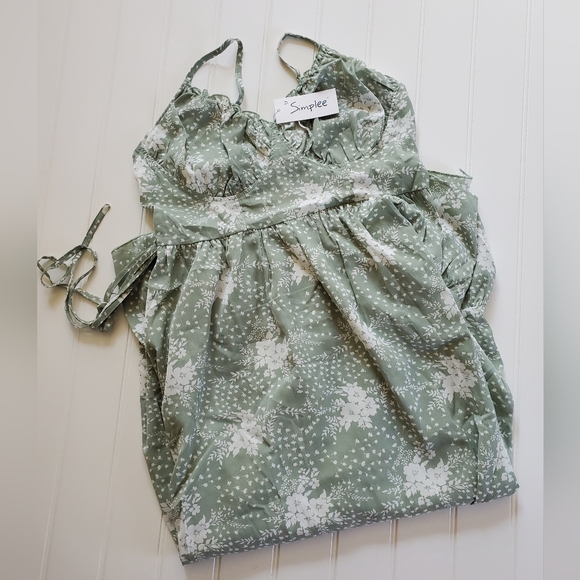 Bohemian Mint Green Floral Print Ruffle Midi Dress - Picture 10 of 11